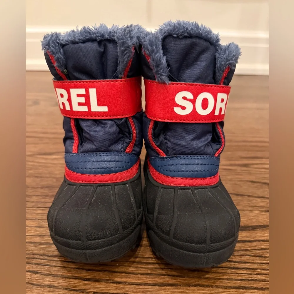 Sorel Commander Navy, Red & Black w/Faux Fur Kids Winter Boots